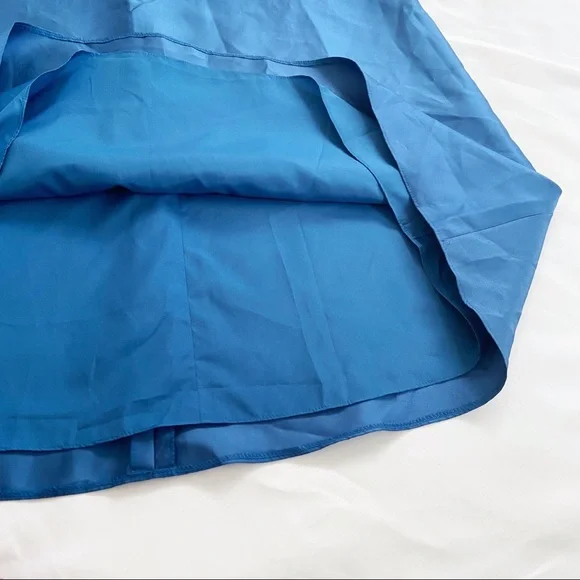 NWT Alfred Sung Dusk Blue Bridesmaid Sateen Full Length High Neck Twill Dress 4 - Picture 5 of 12